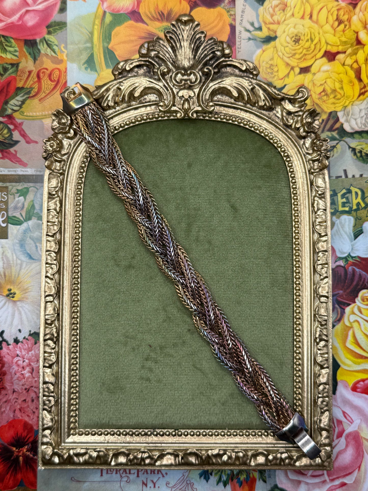 Vintage Multi Toned Braided Bracelet 6.25”