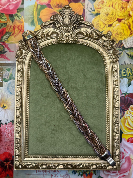 Vintage Multi Toned Braided Bracelet 6.25”