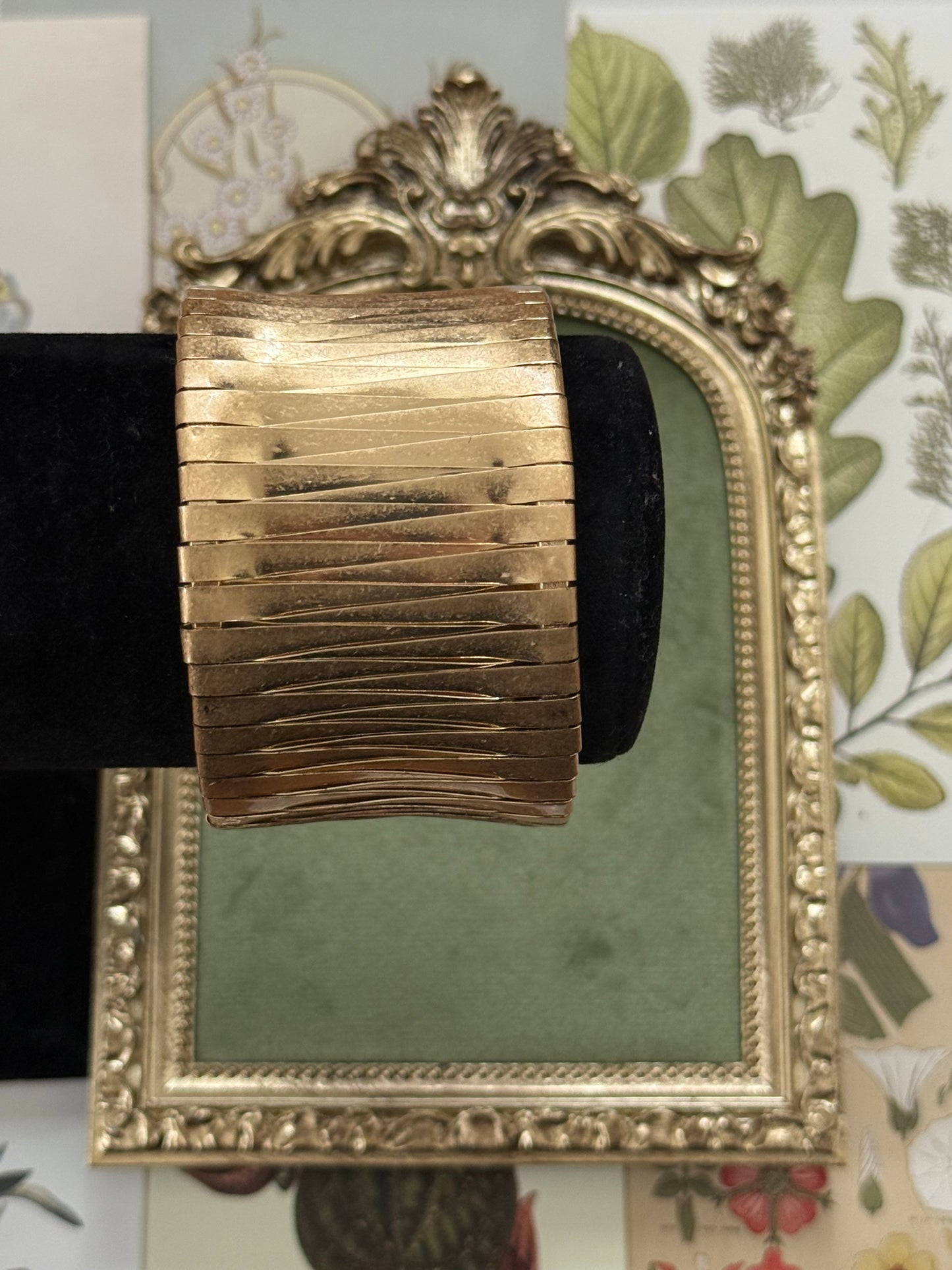 Vintage Gold Tone Maximalist Chunky Cuff Bracelet