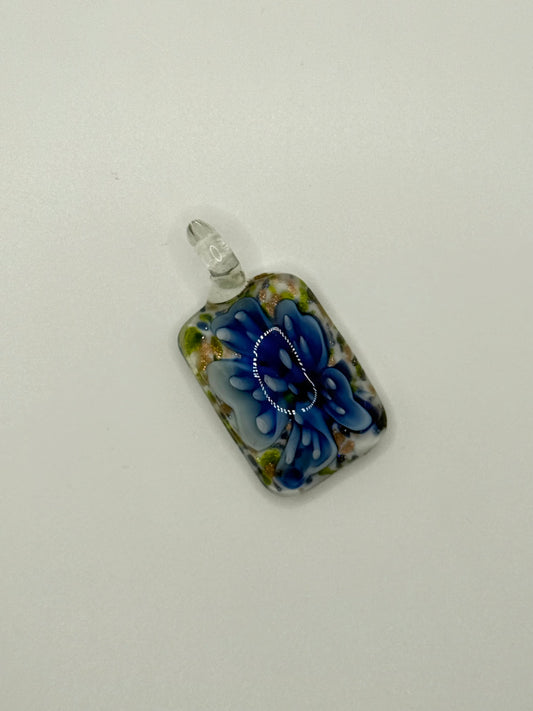 blown glass floral pendant