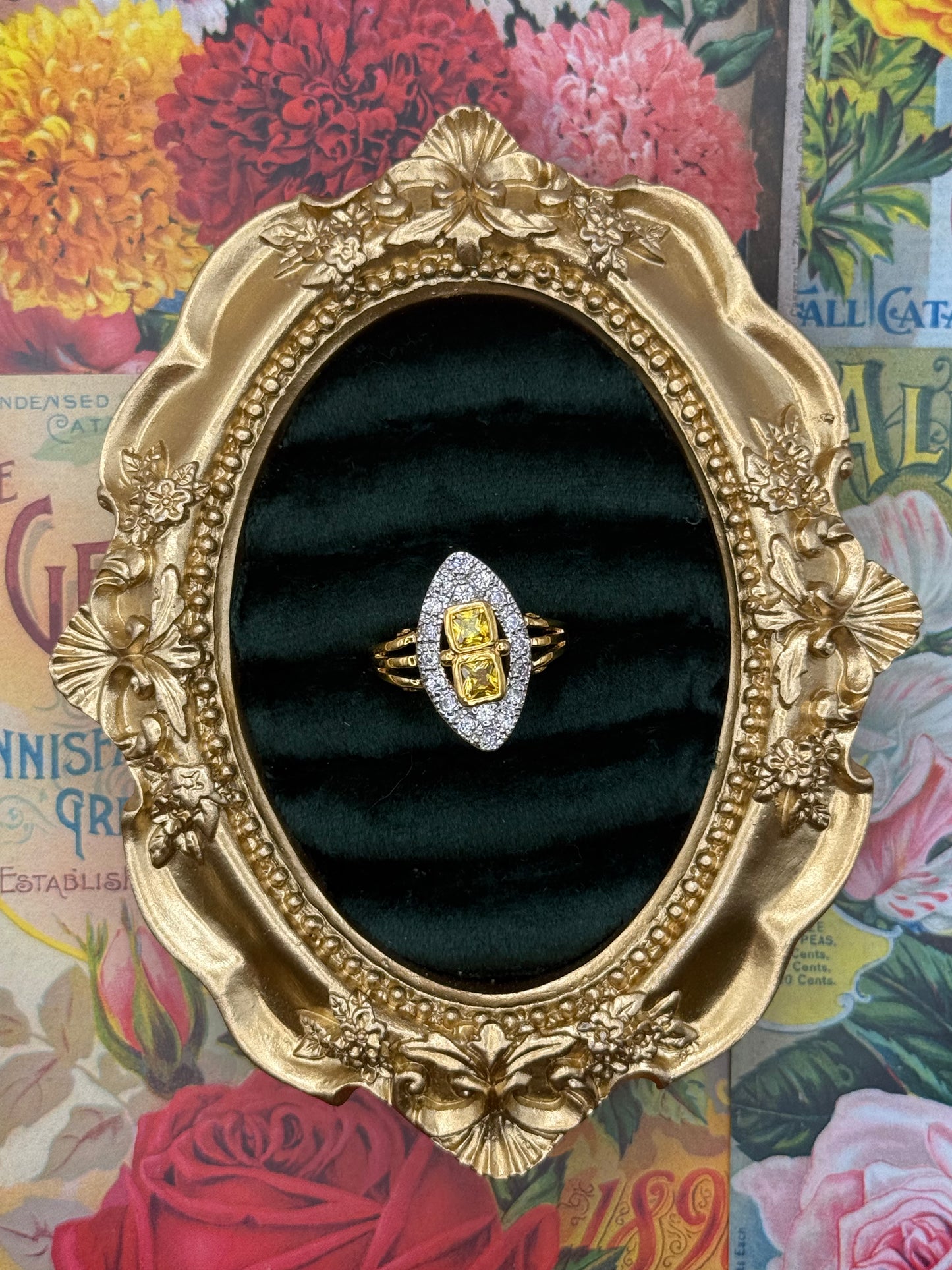 Vintage Gold Tone Old Stock Ring Size 10.25