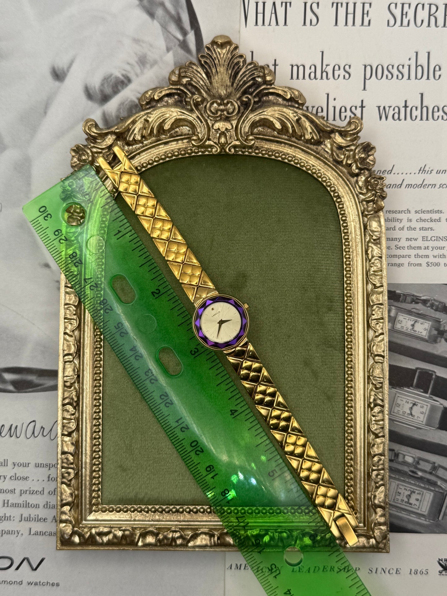 Working Vintage Gold Tone Rare Seiko Lassale Purple Dial Watch