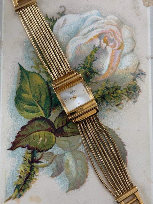 guess gold tone multi strand vintage watch