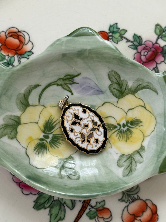 gold tone butterfly cloisonne pendant