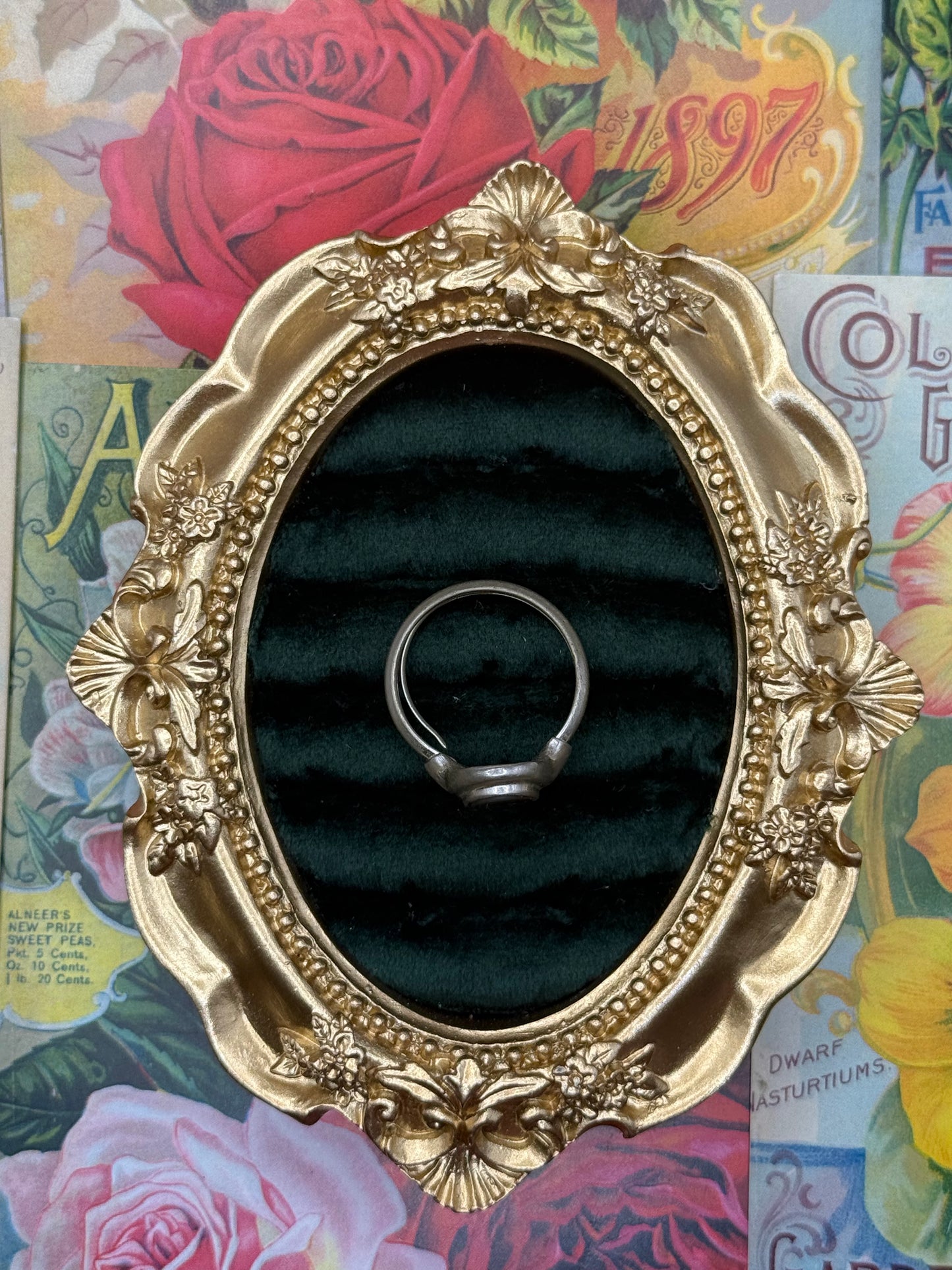 Vintage Silver Tone Avon Abalone Ring Size 8.5