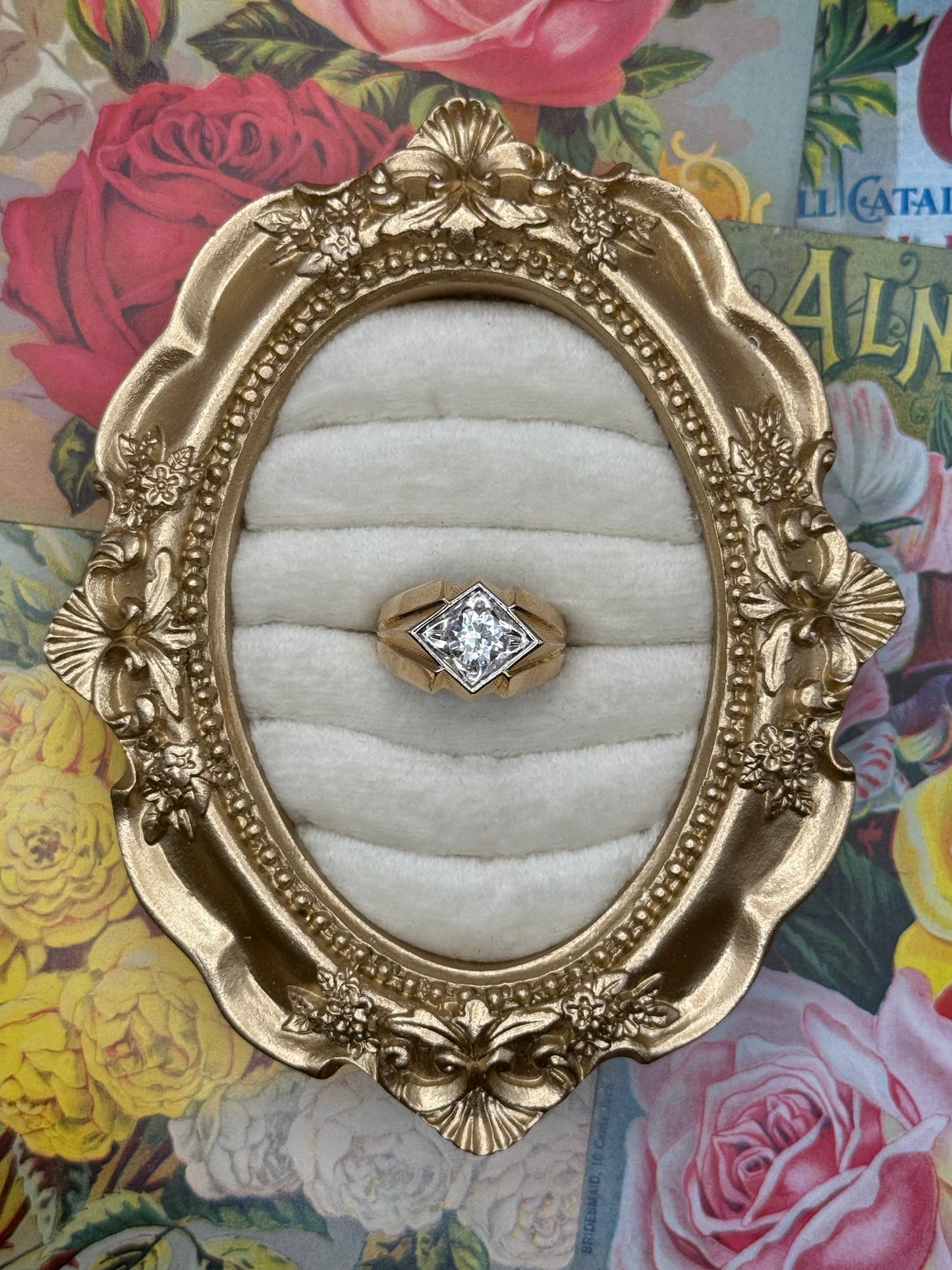 Gold Filled New Old Stock Synthetic Spinel Ring Size 7.5