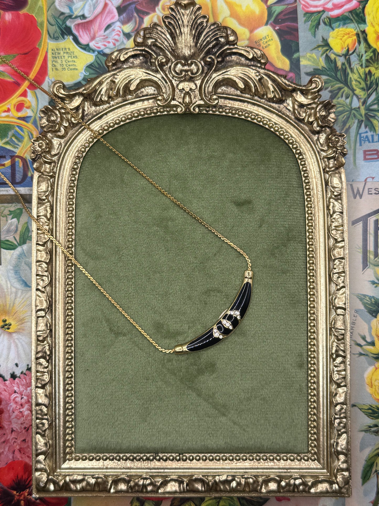 Vintage Gold Tone Monet Enameled Necklace ~17”