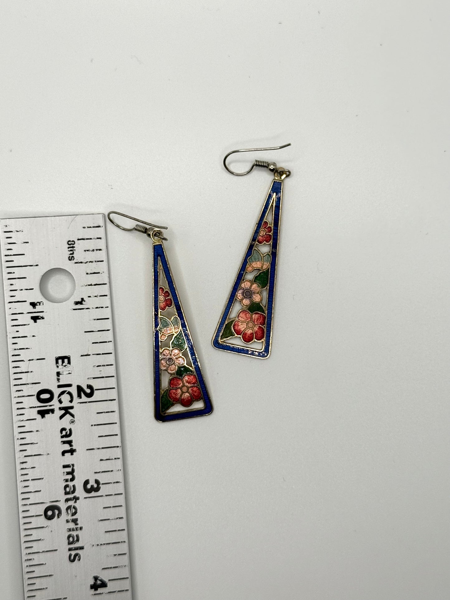 gold tone cloisonne dangle earrings