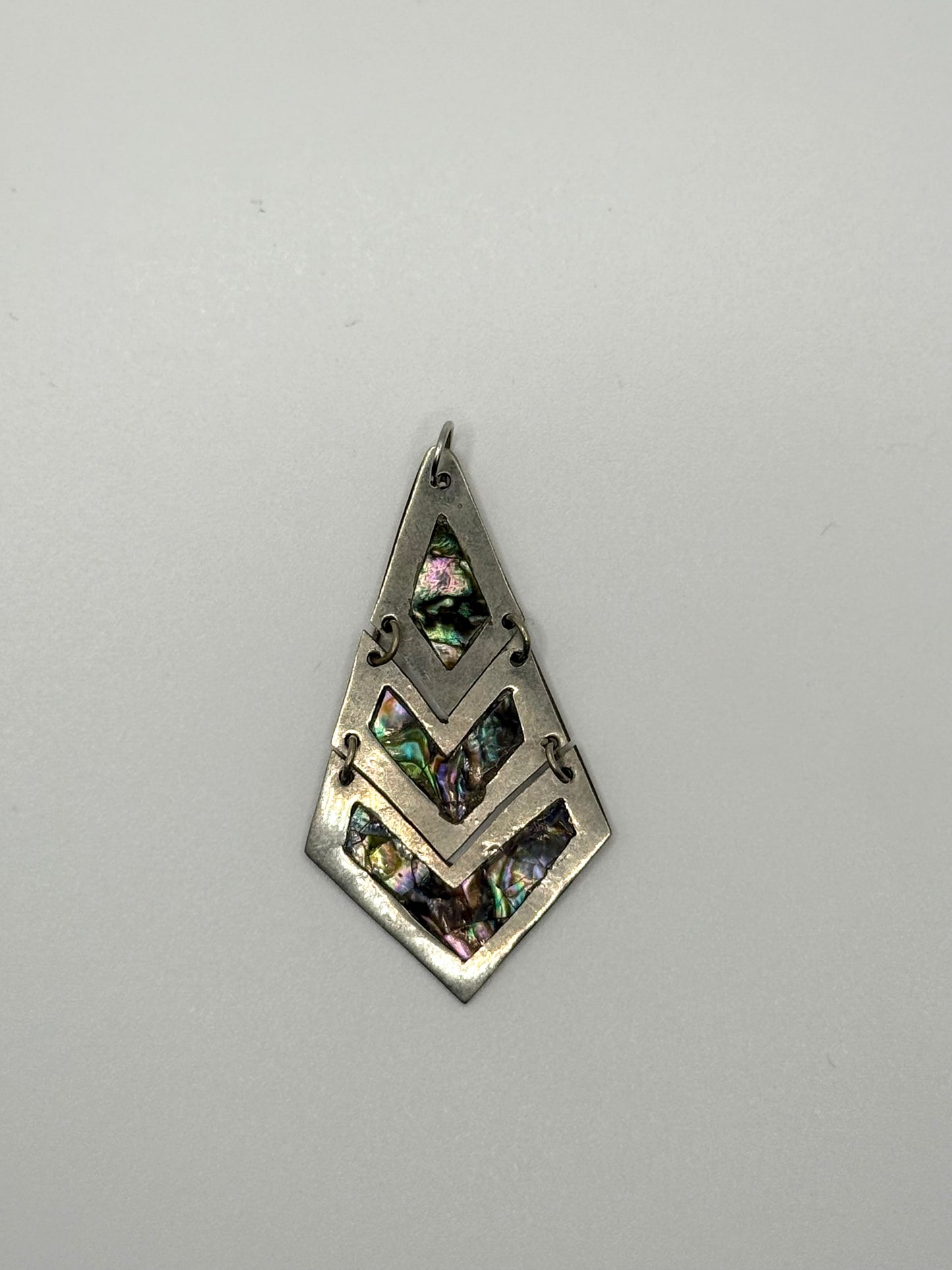 silver tone alpaca mexico abalone pendant