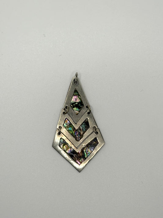 silver tone alpaca mexico abalone pendant