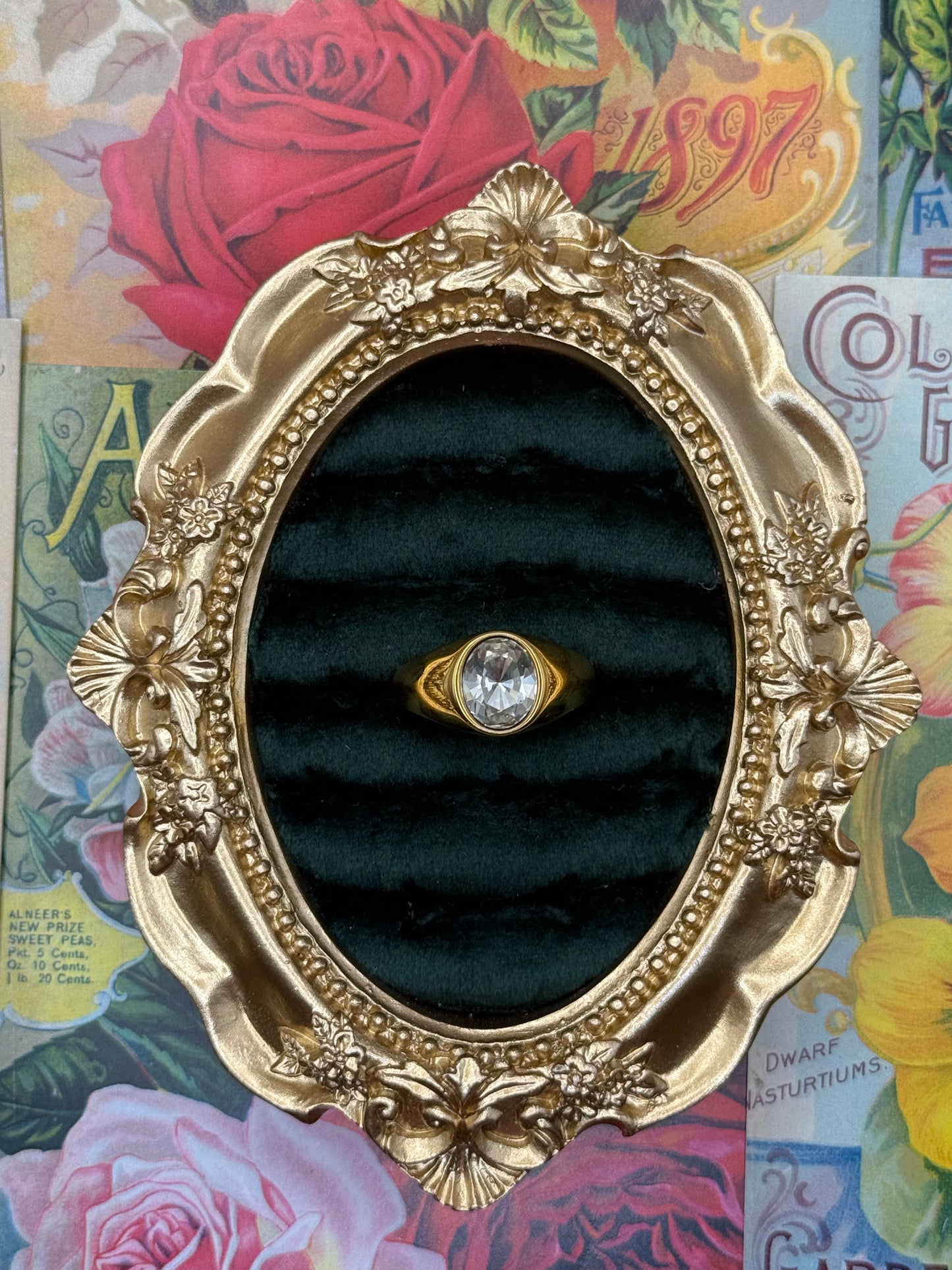 Modern Gold Tone Bezel Ring Size 8.75