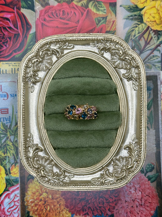 Vintage Gold over Sterling Silver Tutti Frutti Ring Size 6