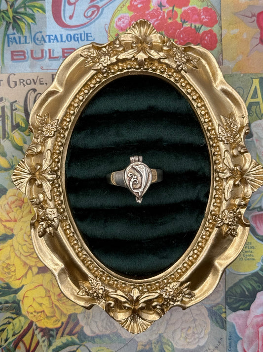 Vintage Sterling Silver Dolphin Poison Compartment Ring Size 10