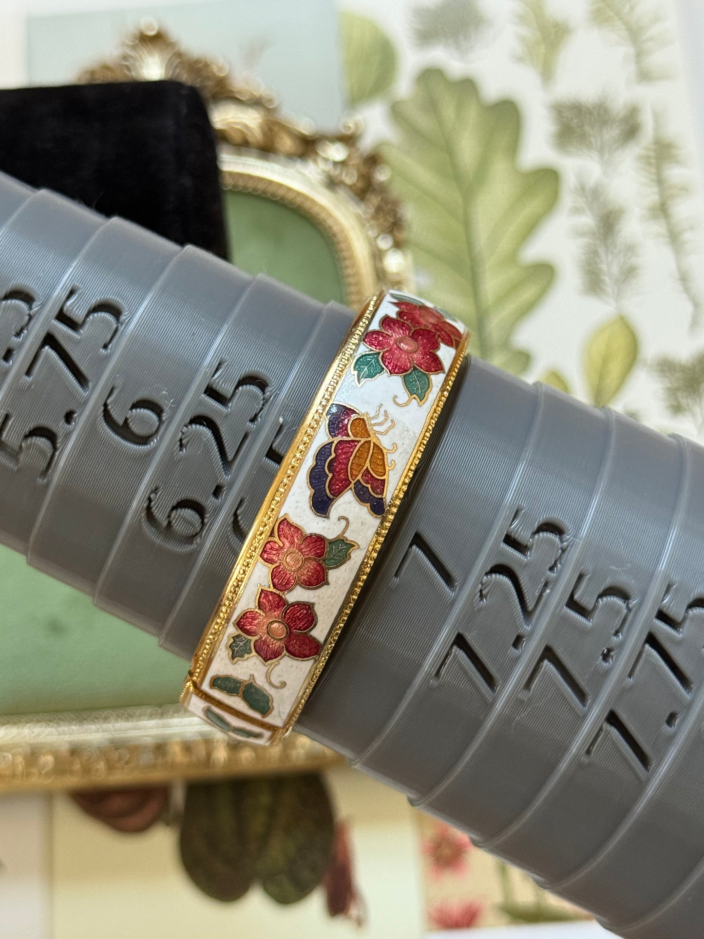 Vintage Gold Tone Enamel Cloisonne Bracelet