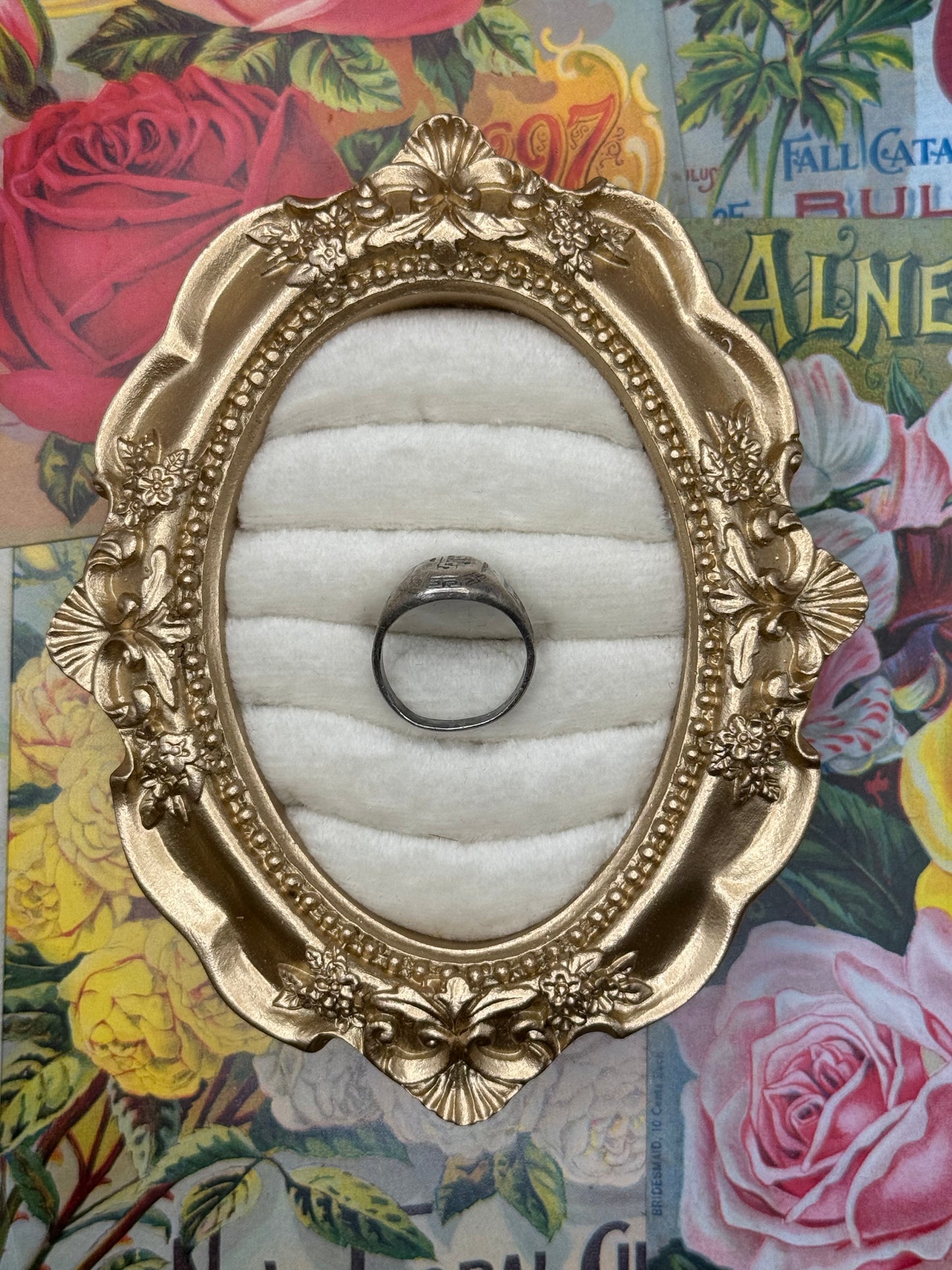 Sterling Silver 1938 Class Signet Ring “ESJB” Size 5.75