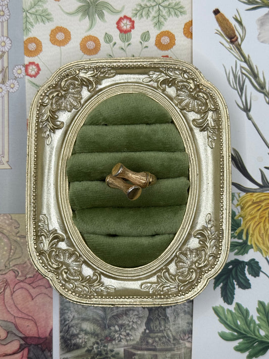 Vintage Gold Tone Avon Bamboo Ring Size 7