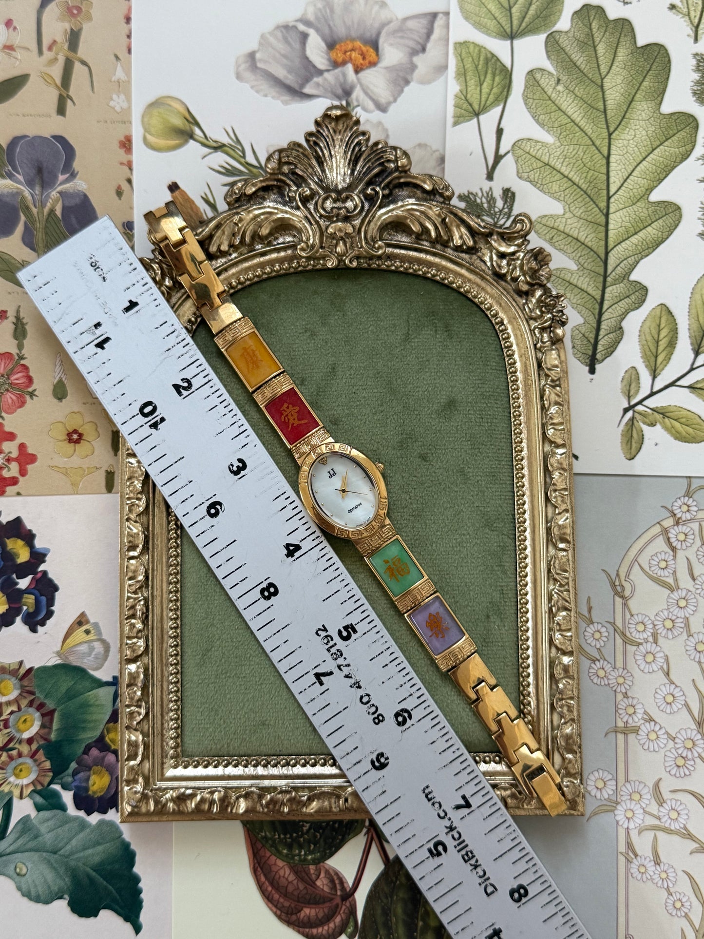 Working Vintage Gold Tone Jules Jurgensen Jade Watch