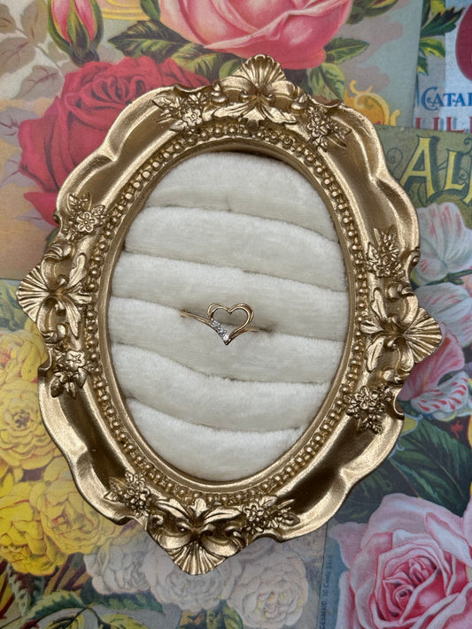 14k Solid Gold Dainty Heart Ring Size 6