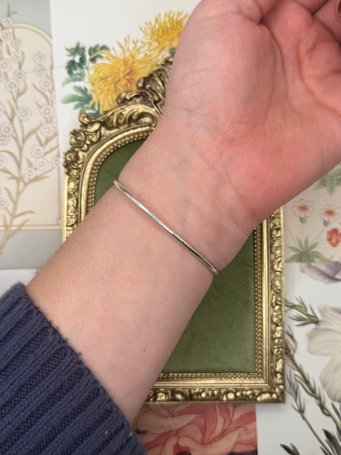 Vintage Silver Tone Abalone Inlay Bracelet