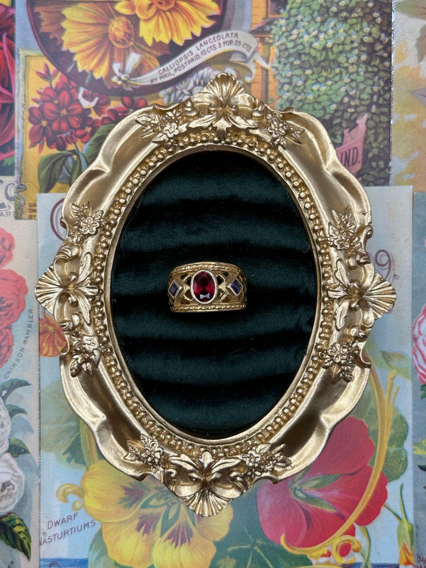 Gold over Sterling Silver Gemstone Ring Size 6.5