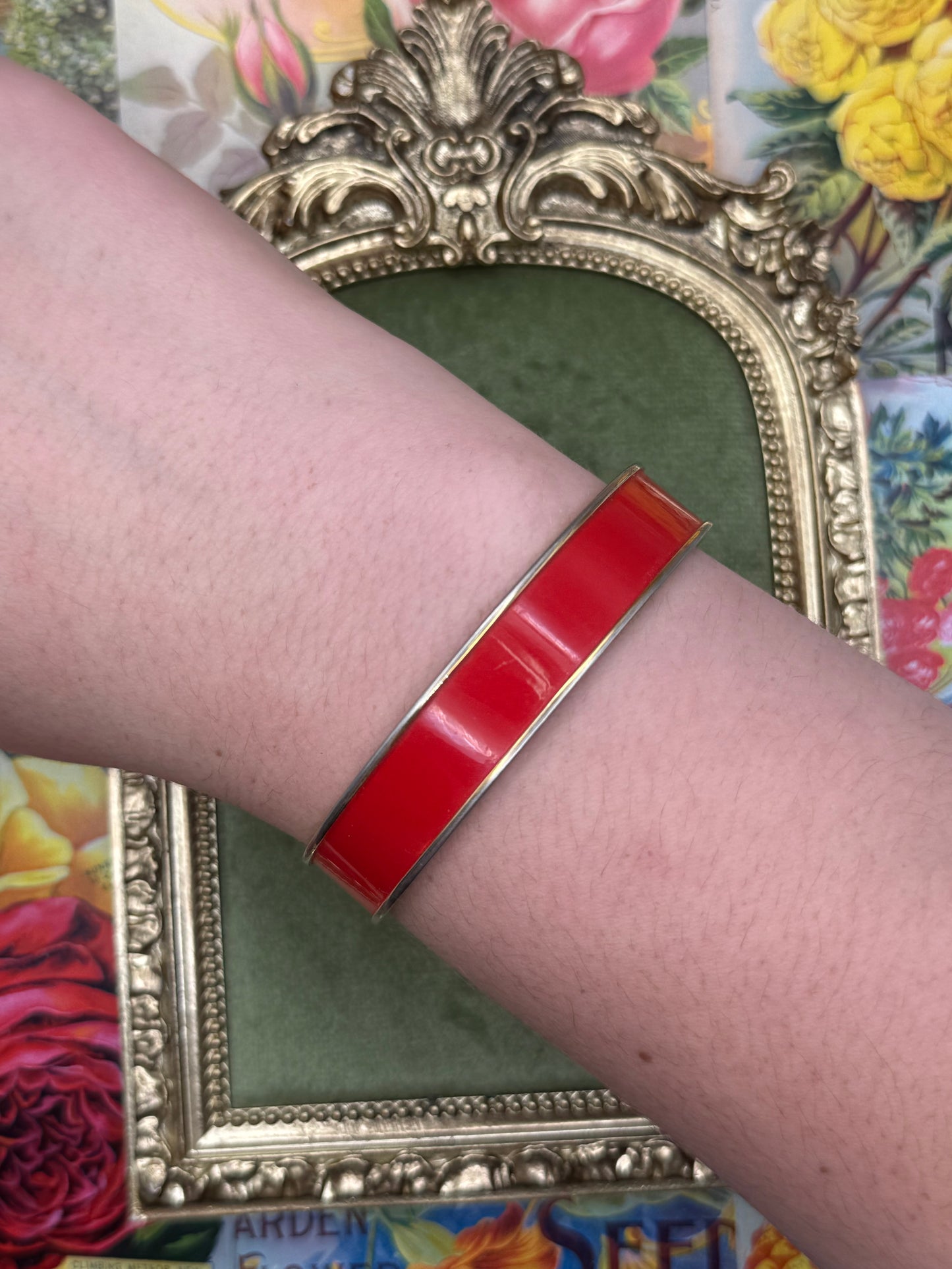 Vintage Gold Tone Monet Enameled Bangle 7.75”