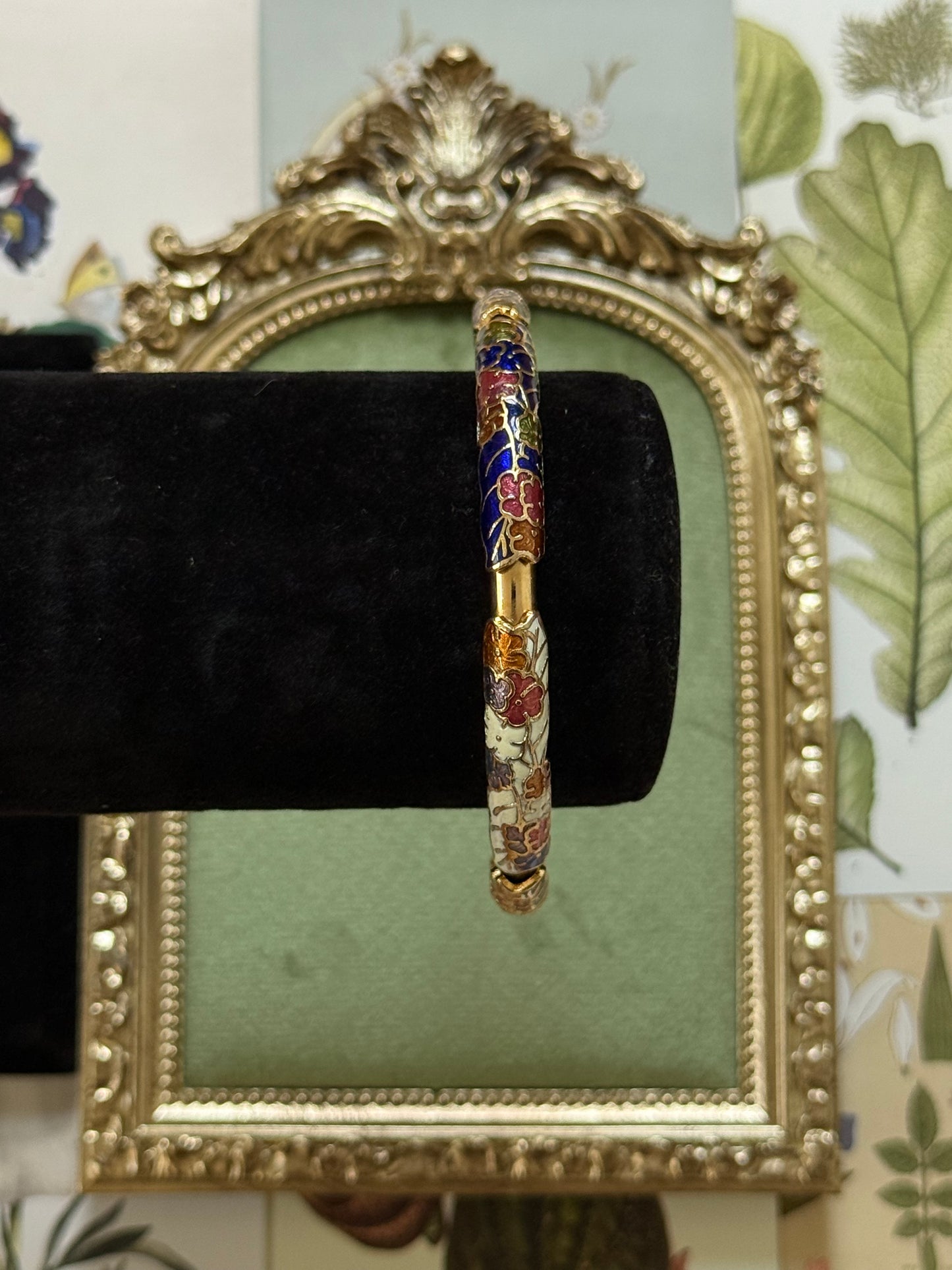 Vintage Gold Tone Enameled Cloisonne Bangle