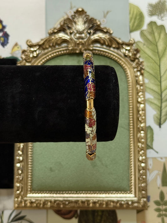 Vintage Gold Tone Enameled Cloisonne Bangle