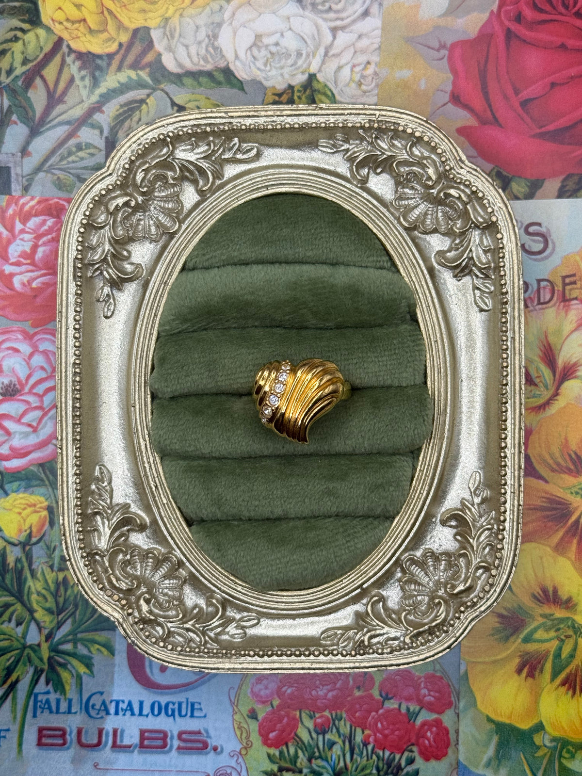 Vintage Gold Tone Avon Heart Ring Size 5.75