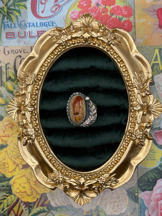 Vintage Sterling Silver Unpolished Opal Ring Size 6