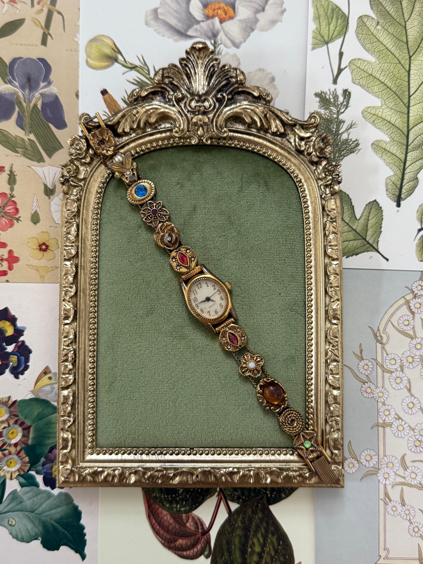 Working Vintage Gold Tone Avon Gemstone Watch