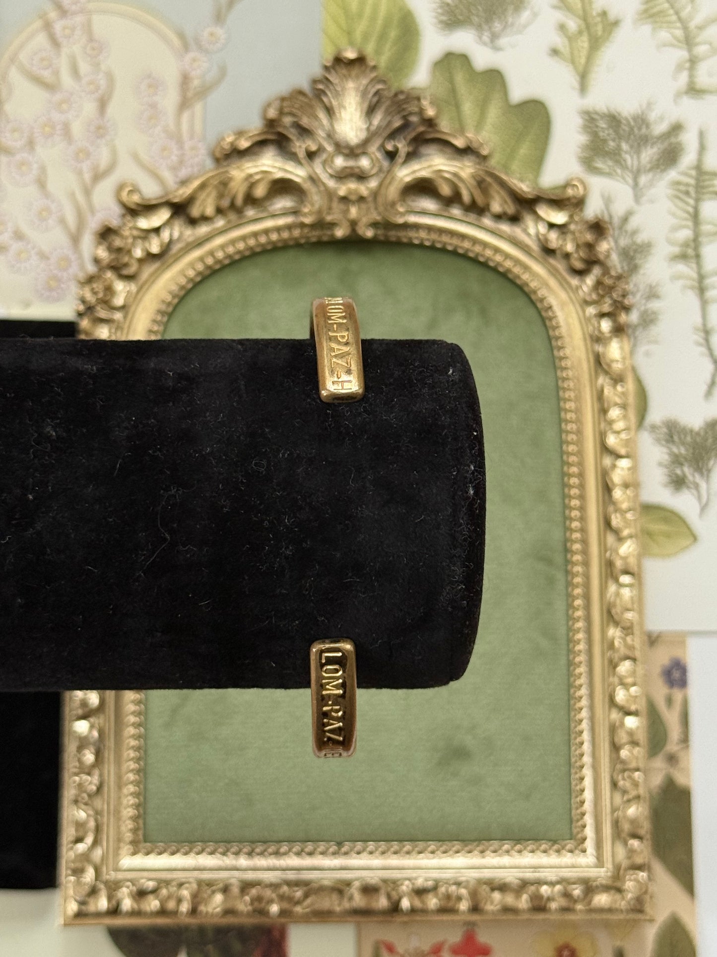 Vintage Gold Tone Latin Etched Cuff Bracelet