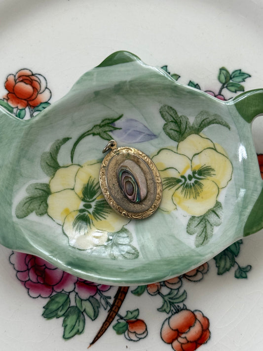 gold tone abalone pendant