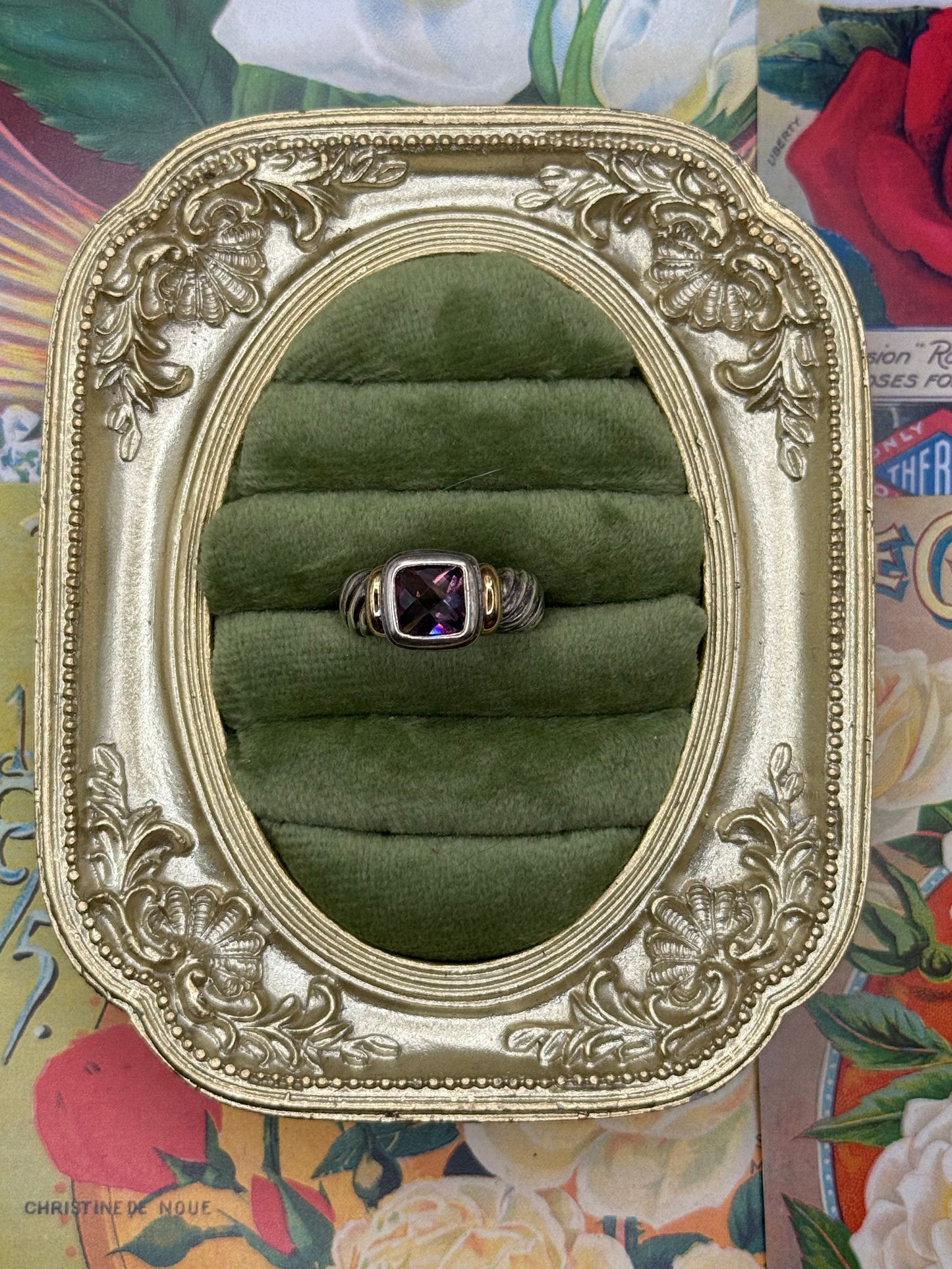 Vintage Two Tone Sterling Silver Ring Size 7