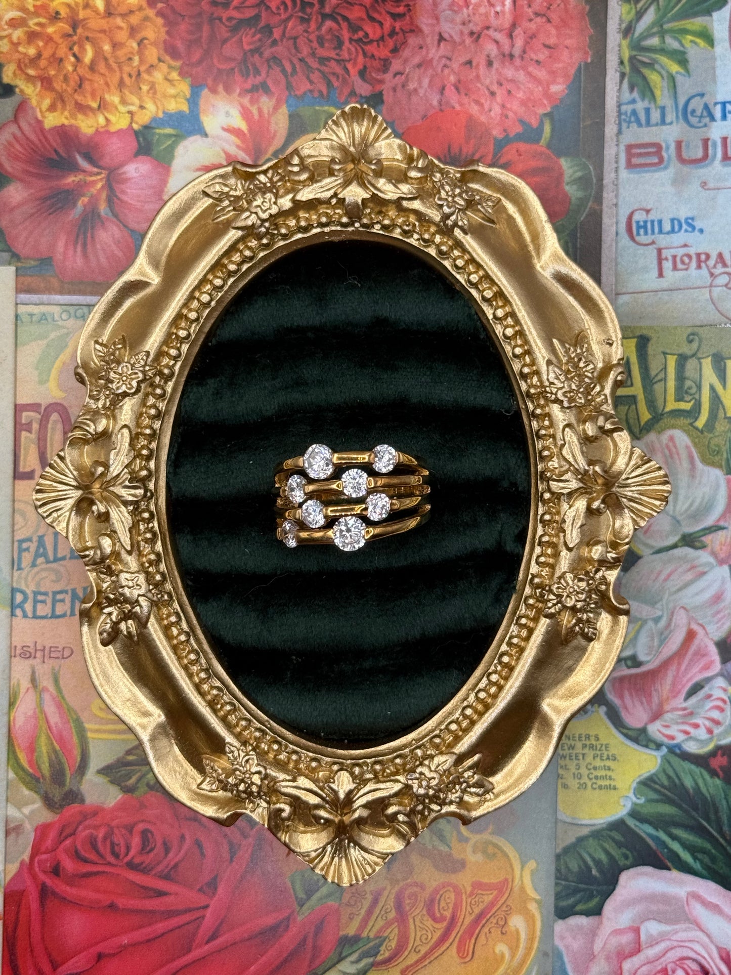 Vintage Gold Tone Chunky Old Stock Ring Size 9