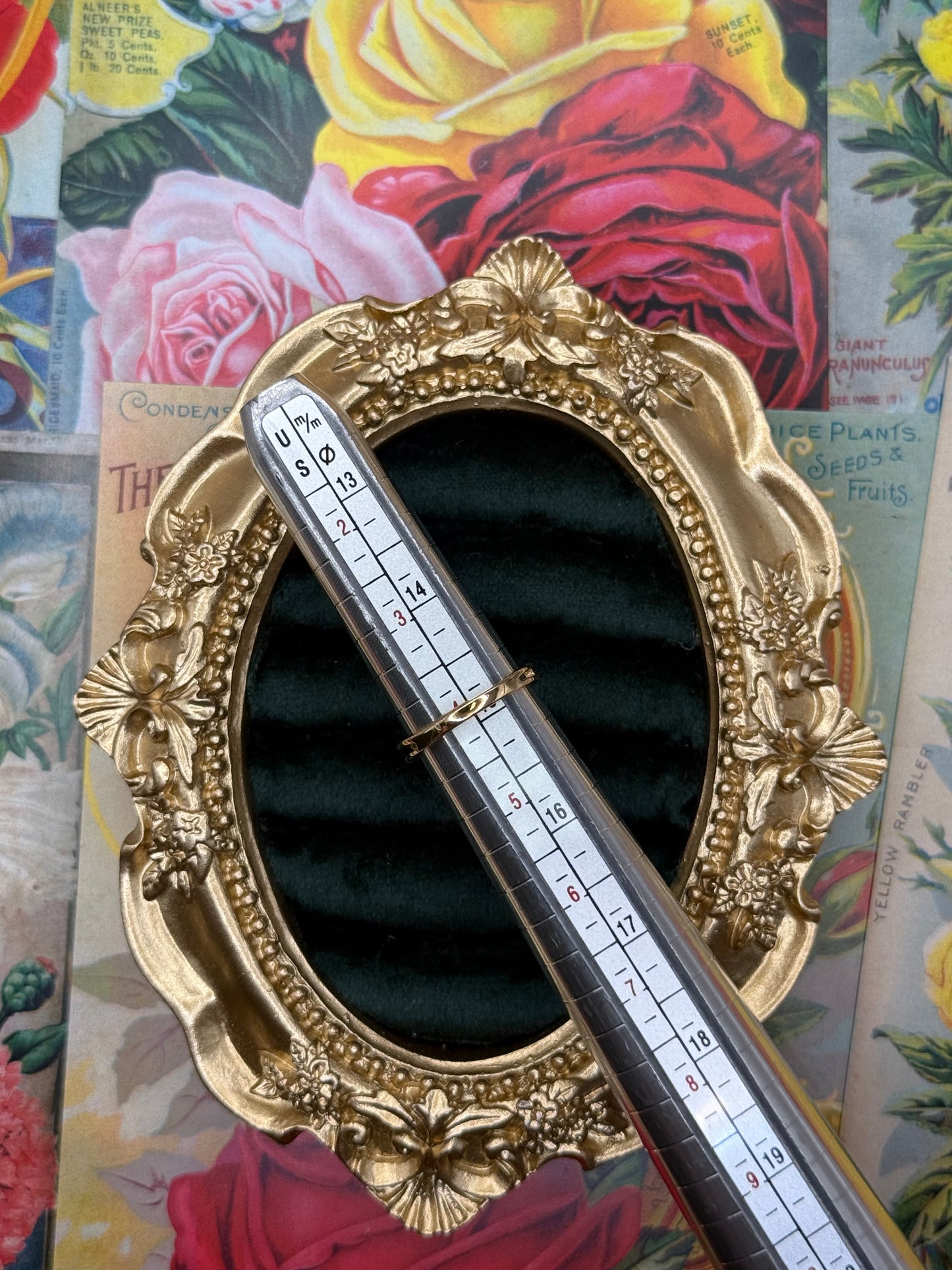 Vintage Gold Tone Garnet Heart Ring Size 4