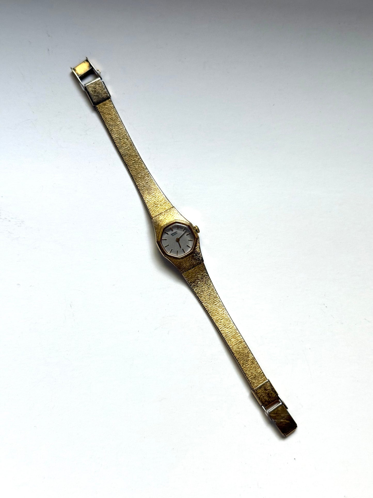 working gold tone octagon grey dial seiko watch