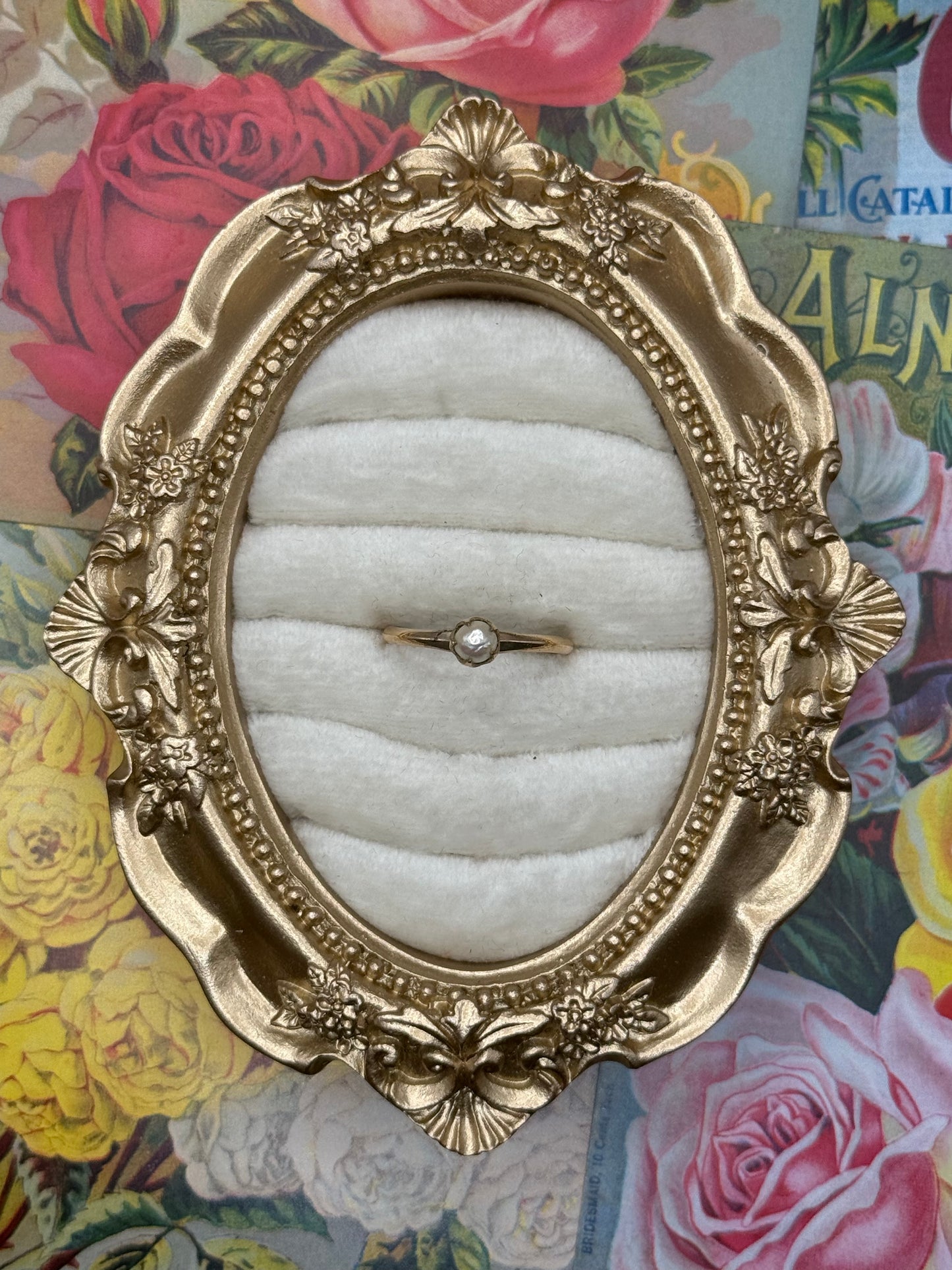 Gold Filled Pearl Ring Size 8.75