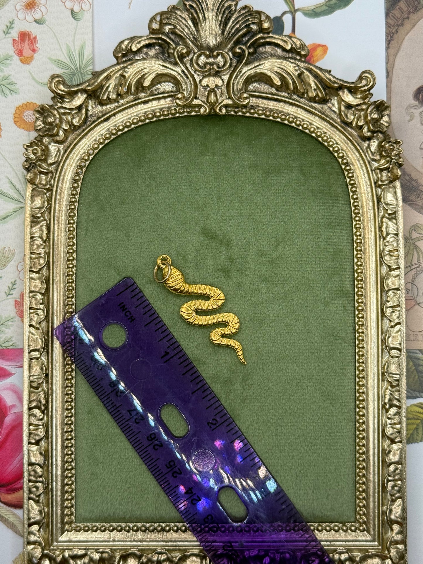 Vintage Gold Tone Snake Pendant