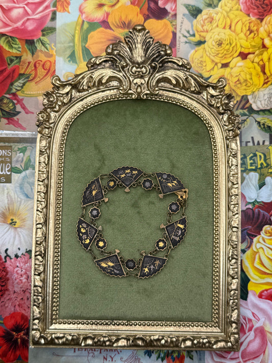 Vintage Gold Tone Japanese Damascene Bracelet (Matte) 6.5”