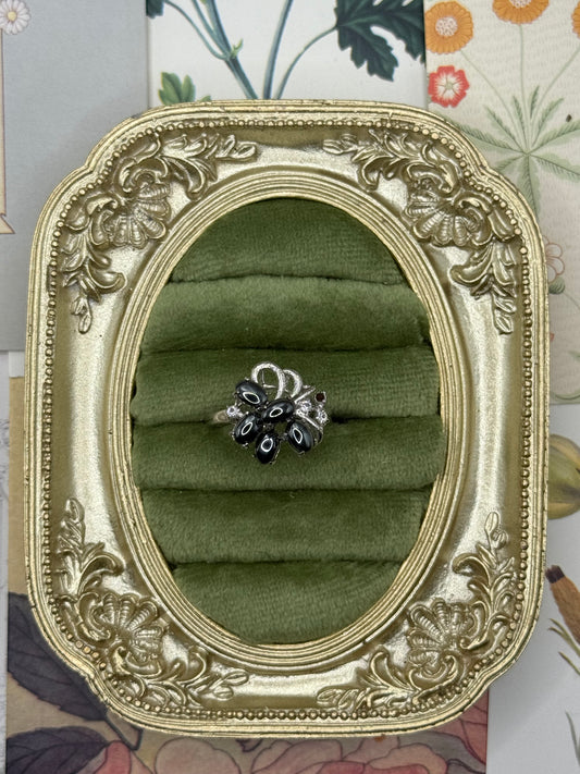 Vintage Gold Tone Old Stock Gemstone Ring Size 9