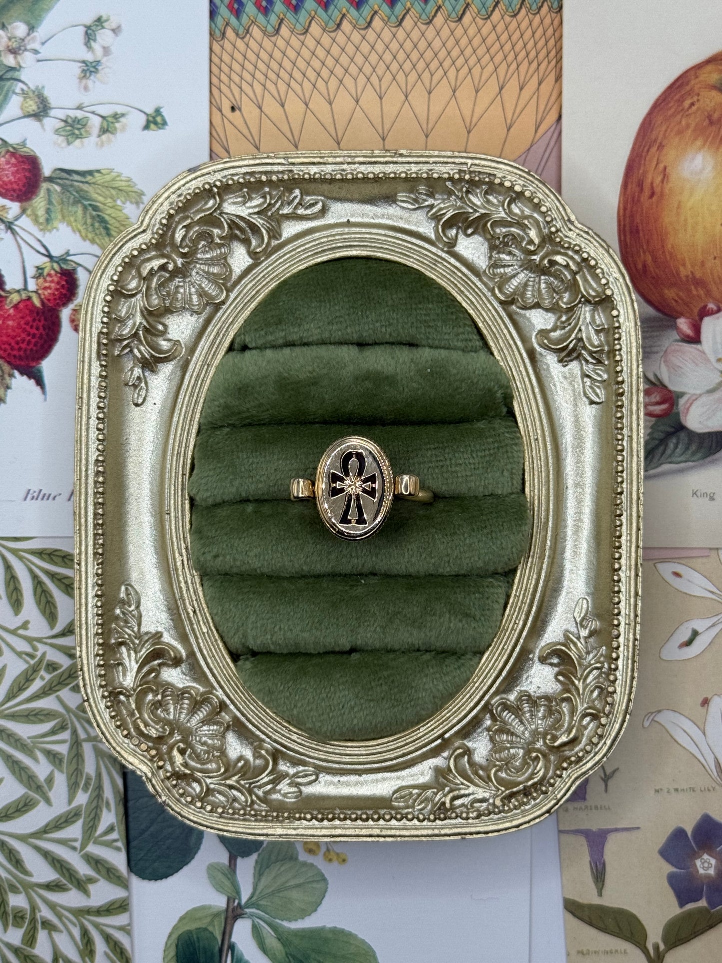 Vintage 10k Gold Egyptian Revival Spinner Ring Size