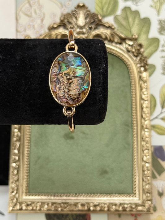 Vintage Gold Tone Abalone Bracelet