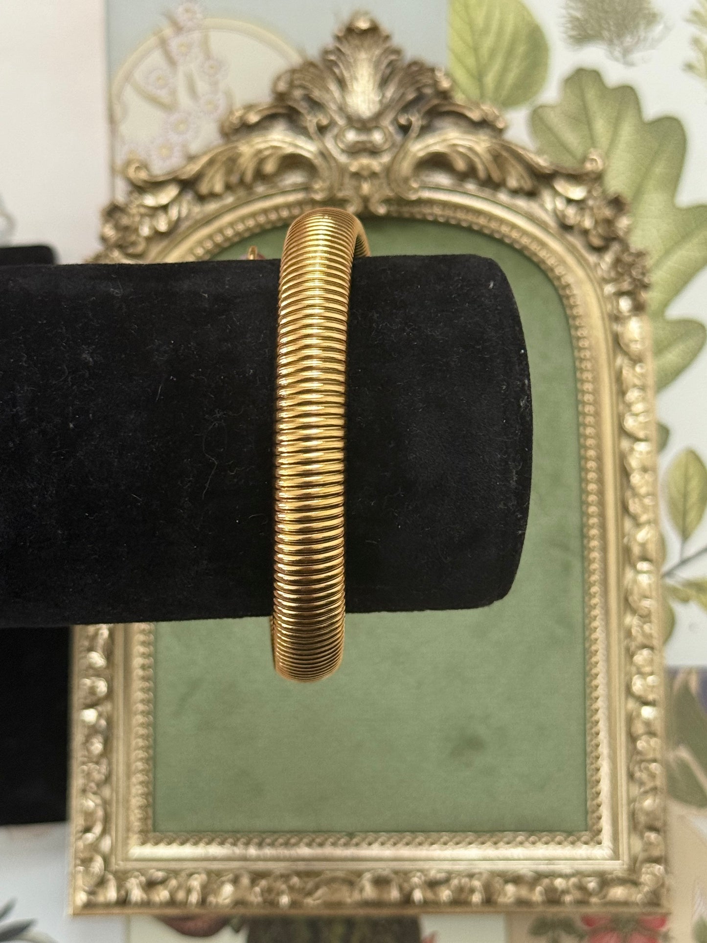 Vintage Gold Tone Pink Stone Wrap Bracelet