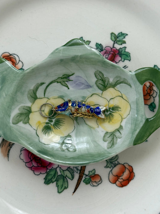 vintage cloisonne articulated fish pendant