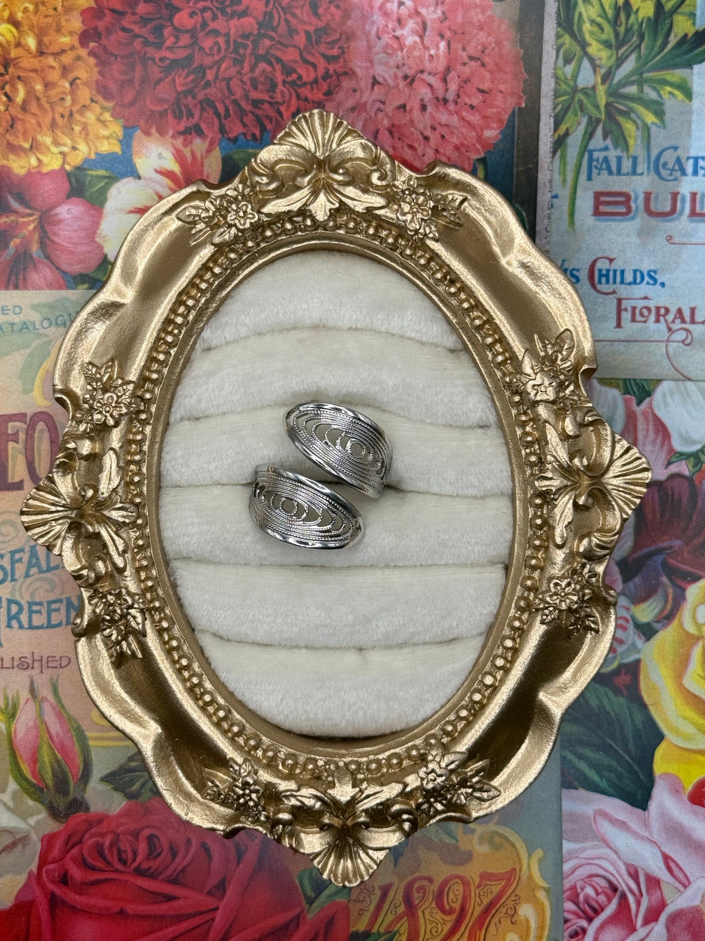 Vintage Silver Tone Bypass Ring Size 5.25