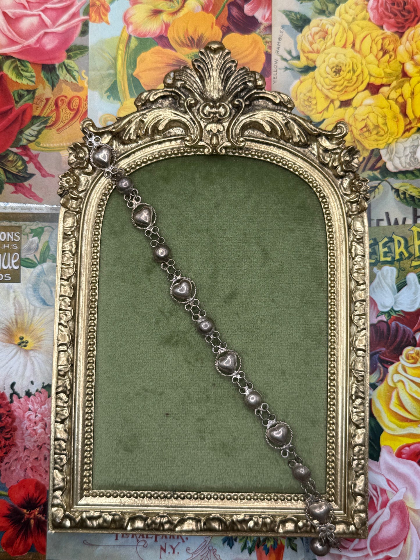 Vintage Sterling Silver Heart Bracelet 6.75”