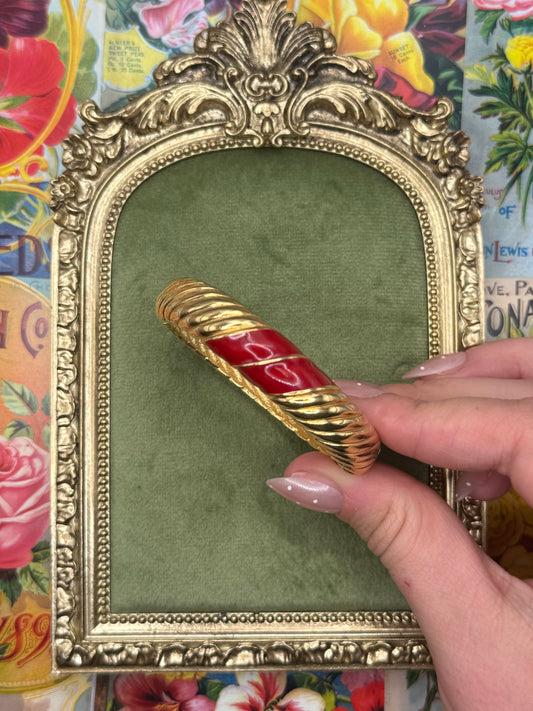Vintage Gold Tone Enameled Oval Bangle 6”