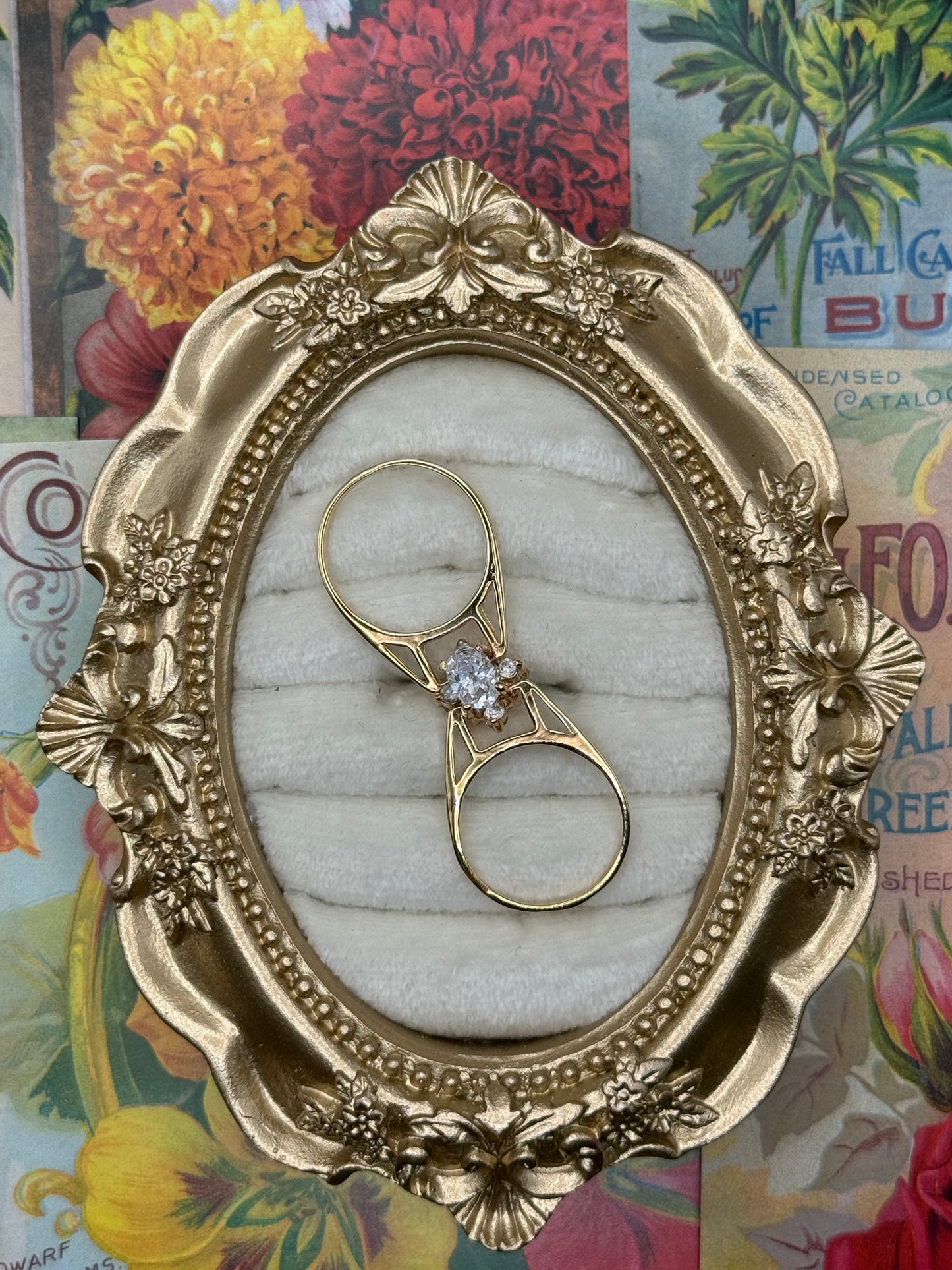 Vintage Gold Tone Reversible Flip Ring Size 6.75