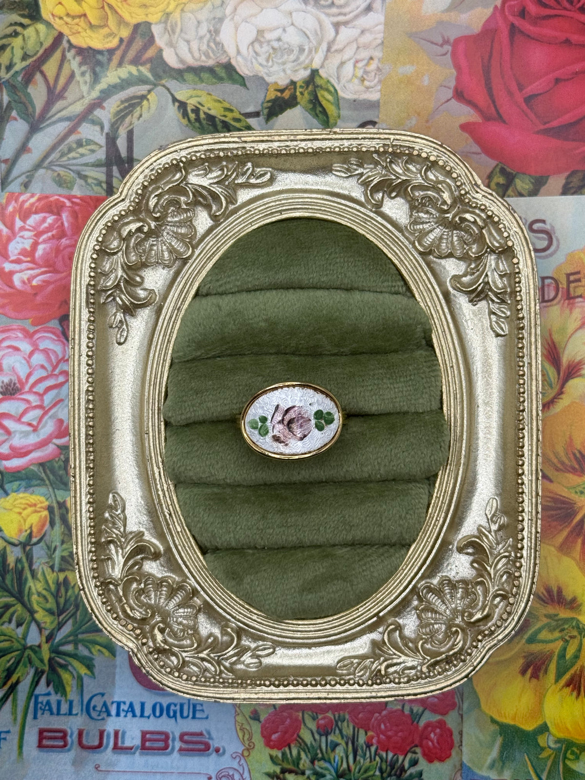 Vintage Gold Tone Adjustable Sarah Coventry Guilloche Ring Size 8