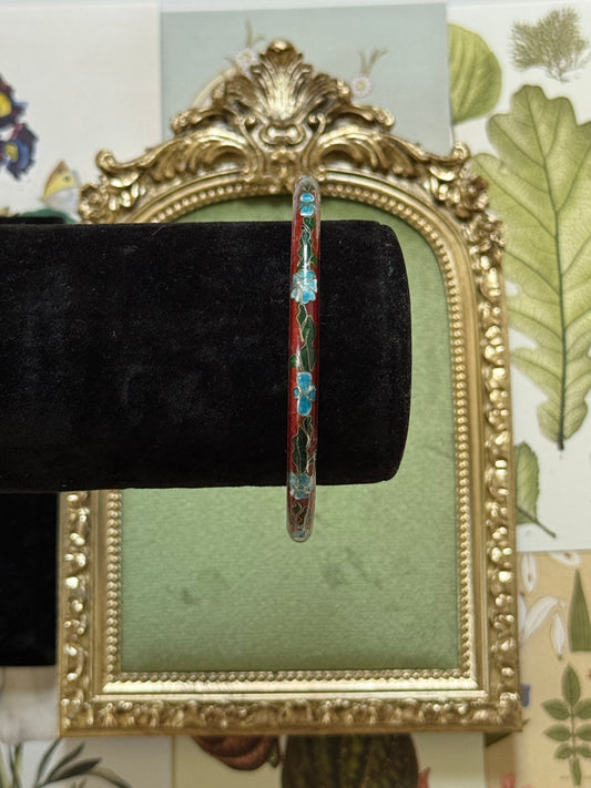 Vintage Red Enameled Cloisonne Bangle